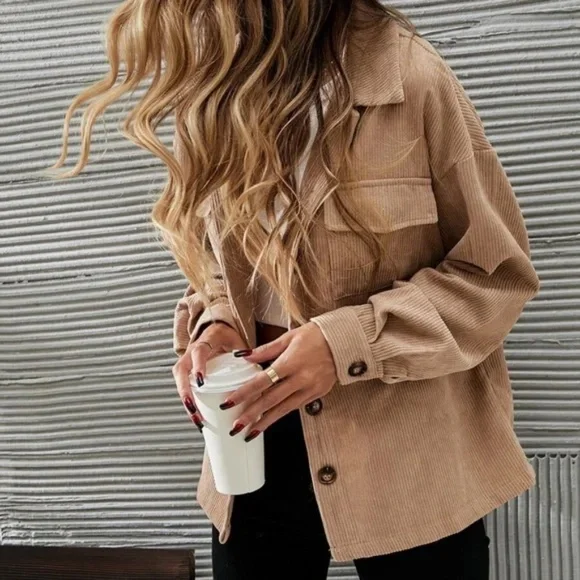 Cozy Button up Corduroy Oversized Jacket Shacket - Picture 9 of 13